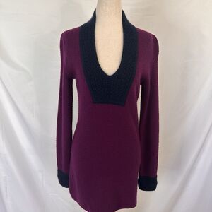 Tory Burch Women’s 100% Cashmere V Neck Tunic Sweater Size MEDIUM